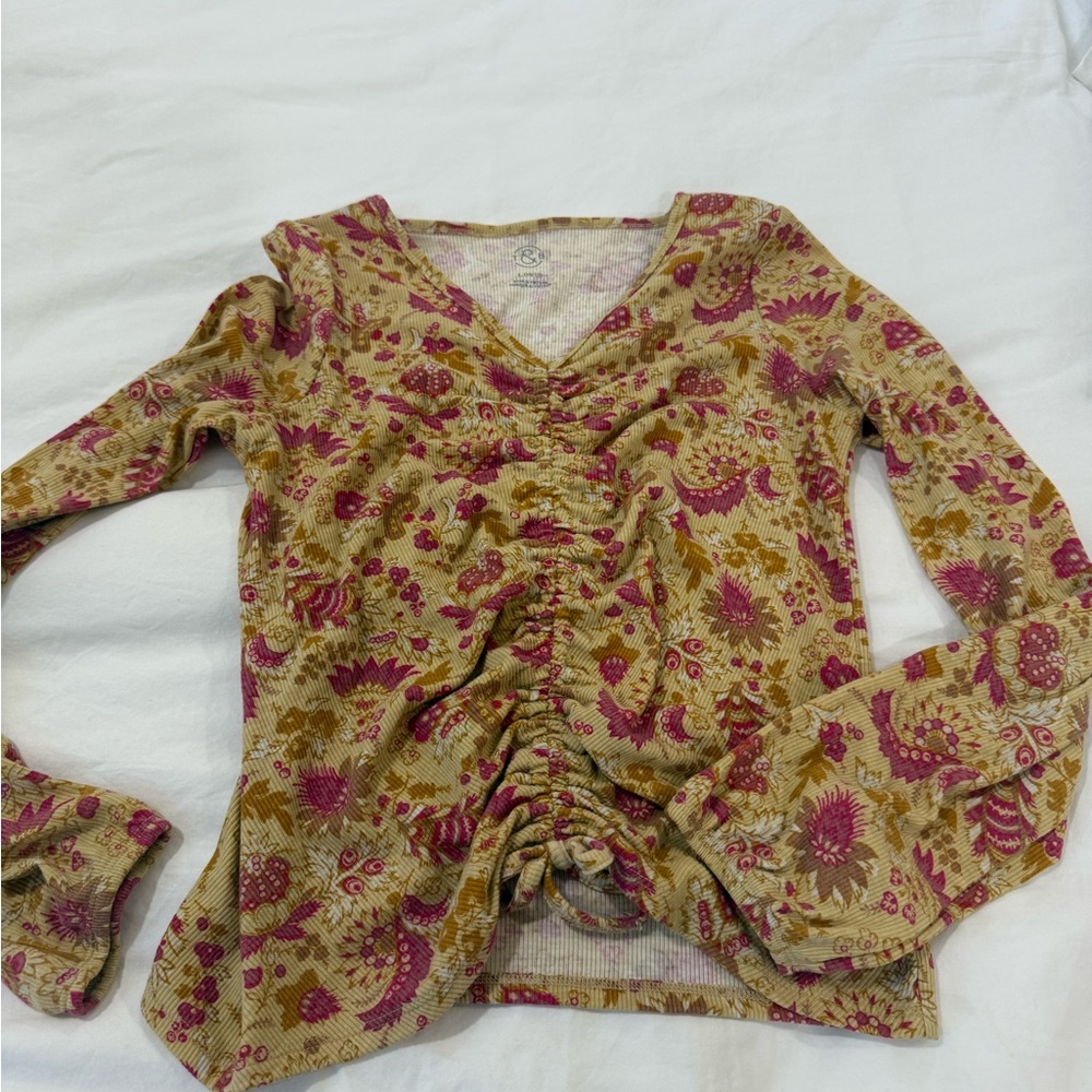 Nordstrom Kids Floral Blouse - Pink and Tan